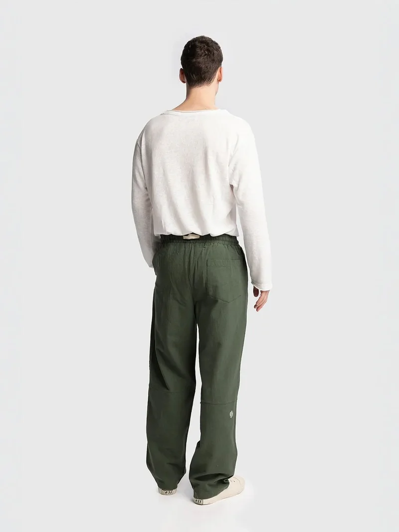 Giesto Khaki Green GIESTO Straight Leg Pants with Drawstring Waist for Men | Best Price UAE